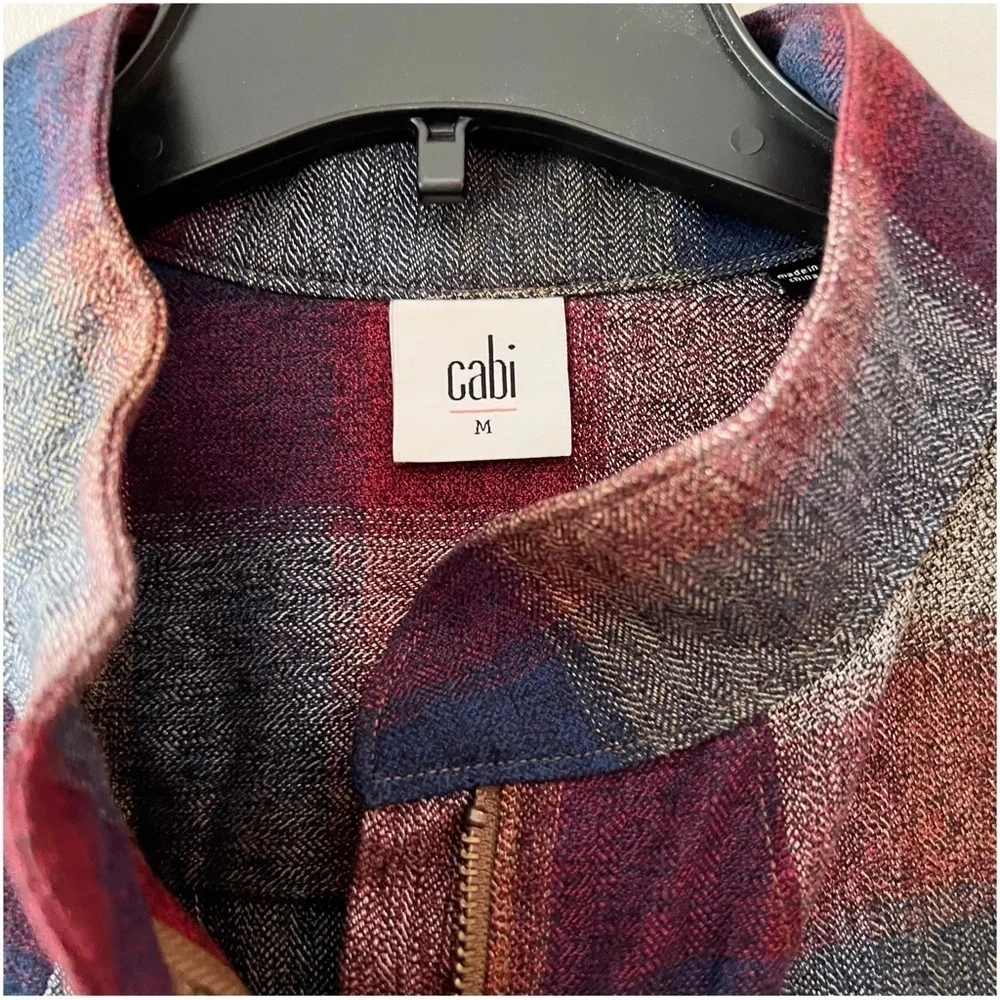 Cabi Plaid Collage Zip Front Jacket with Pearl Embellishment Style 3555 Medium